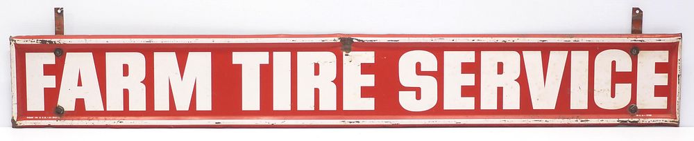 Lot 383: Farm Tire Service sign with brackets