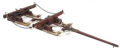 Salesman sample double sled. Salesman sample wood & metal double sled