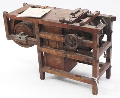 Patent model buckwheat huller with original patent tag, patented by C.B. Horton on August 13 