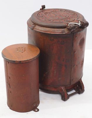 (2) Metal IH planter boxes, large one is 9"dia x 11.5"H