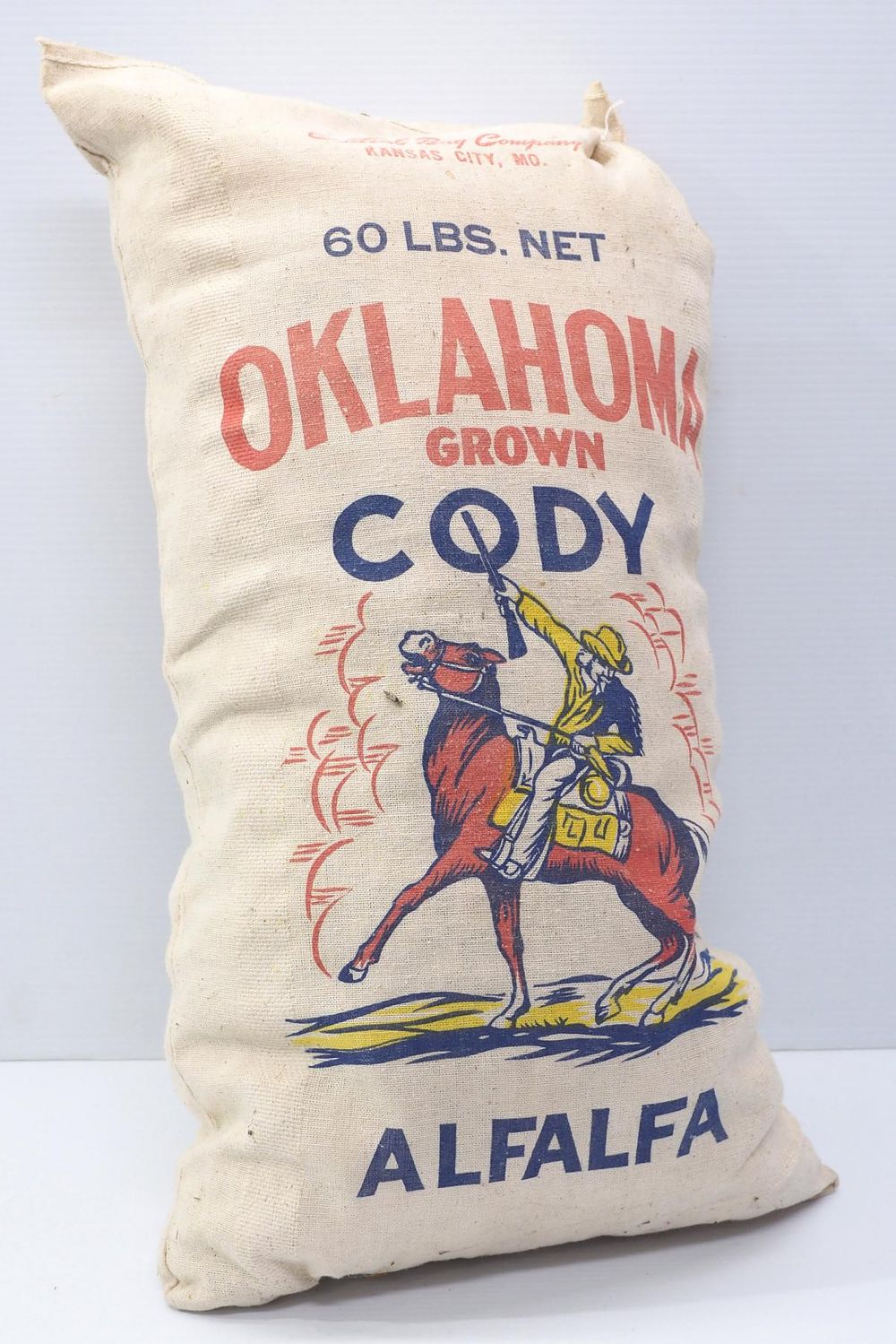 Lot 694: Oklahoma Grown Cody Alfalfa cloth feed bag