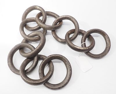 Heavy iron chain, each link 4.5"dia., overall 34"L