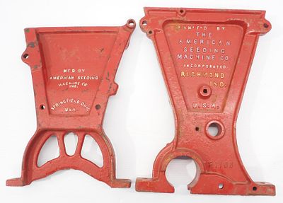 (2) Different cast iron planter box ends. (2) Different cast iron American Seeding Machine Co. 