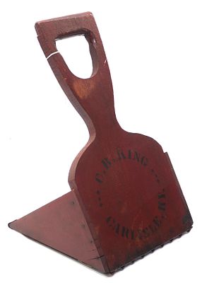 Wooden cranberry scoop with great paint and stenciling for C.R. King, Carlisle, NY