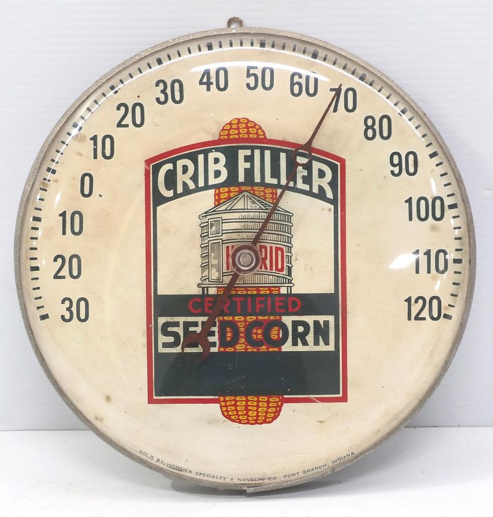 Lot 858: Crib Filler Hybrid Seed Corn thermometer