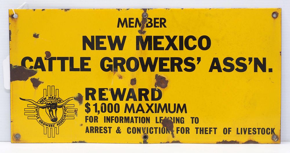 Lot 859: New Mexico Cattle Growers' Assn. Member sign