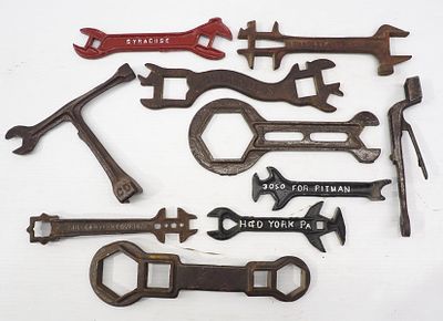 (10) Cast iron wrenches including Bradley, Syracuse, Wiard & more