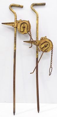 (2) John Deere check row planter stakes, 32"H