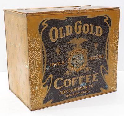 Old Gold Coffee tin country store coffee bin, 19.5"x12.5"x17.5"H - Fair Condition Fair