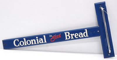 Colonial Is Good Bread extendable door push. 30"x15" tin Colonial Is Good Bread extendable door 