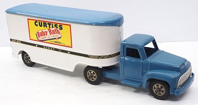 Buddy L pressed steel delivery truck for Curtiss Candy "Butterfinger", 29"L - Good, some play 