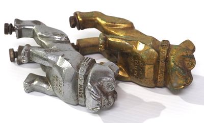 (2) Mack hood ornaments, 6"x2"x3.5"H