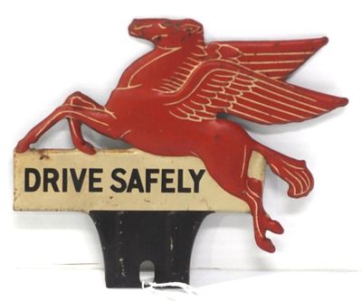 Pegasus, Drive Safely tin license plate topper