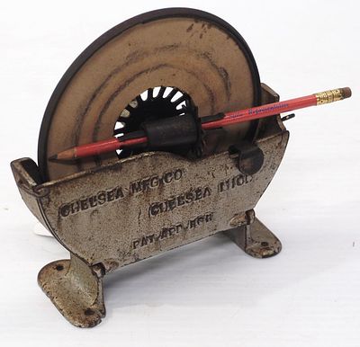Unusual pencil sharpener. RARE! Early unusual pencil sharpener by Chelsea Mfg. Co., Chelsea 