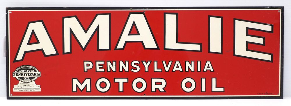Lot 1111: Amalie Pennsylvania Motor Oil sign