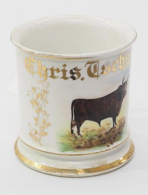 Occupational shaving mug with bull graphic, made in Austria - no chips or cracks, some paint 