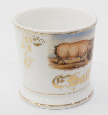 Occupational shaving mug for pig farmer - no chips or cracks, some paint wear Condition no 