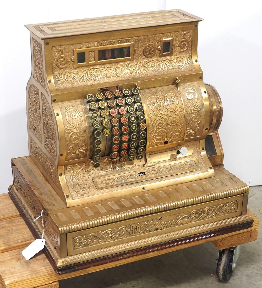 Lot 1198: Hallwood brass cash register
