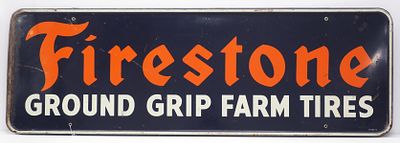 Firestone Ground Grip Farm Tires sign. 72"x24" SST self-framed Firestone Ground Grip Farm Tires 