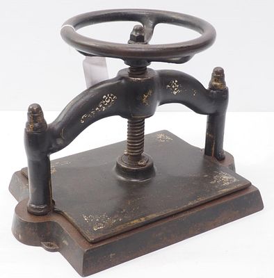 Cast iron tabletop book press, VERY HEAVY, 18"x12"x13"H * * Not eligible for in-house shipping 