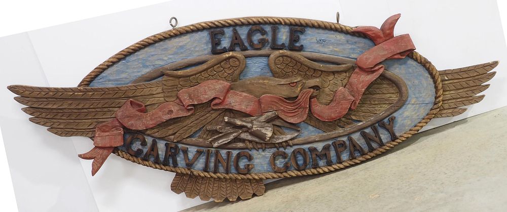 Lot 1303: Carved wooden trade sign
