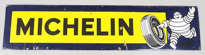 Michelin tire sign. 79"x18.5" SSP Michelin tire sign with Michelin Man graphic - Good with some 