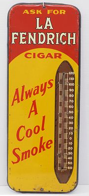 La Fendrich Cigar thermometer. 10"x25.5" SST La Fendrich Cigar thermometer with great color - 