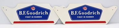 (2) B.F. Goodrich tin tire stands. (2) NOS B.F. Goodrich tin tire stands, 22.5"x7.5" - Great 
