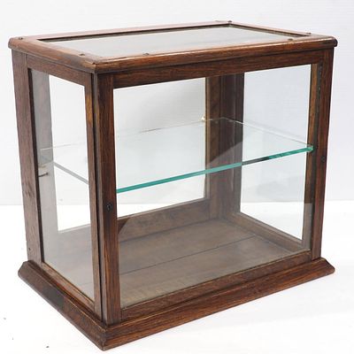 Wood & glass country store display case with glass shelf, 16.5"x11"x15"H * * Not eligible for 