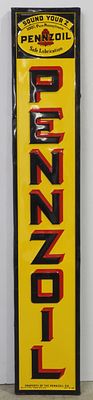 Pennzoil 'Sound Your Z' vertical self-framed sign. 10"x58" SST embossed Pennzoil 'Sound Your Z' 