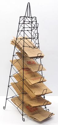 Wire paper bag holder. Country store, countertop wire paper bag holder, 16"x10"x32"H