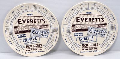 (2) Everetts Goshen, IN Food Stores plates