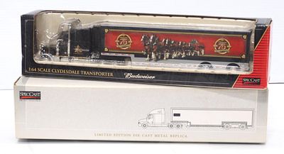 (2) SpecCast Budweiser advertising semi trucks. (2) 1/64 scale SpecCast Budweiser advertising 