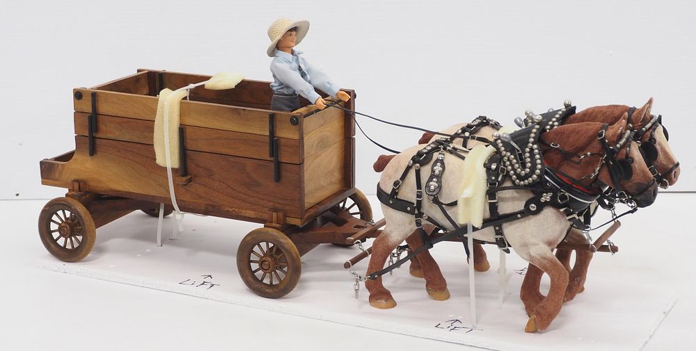 Lot 203: Custom horse drawn box wagon and driver