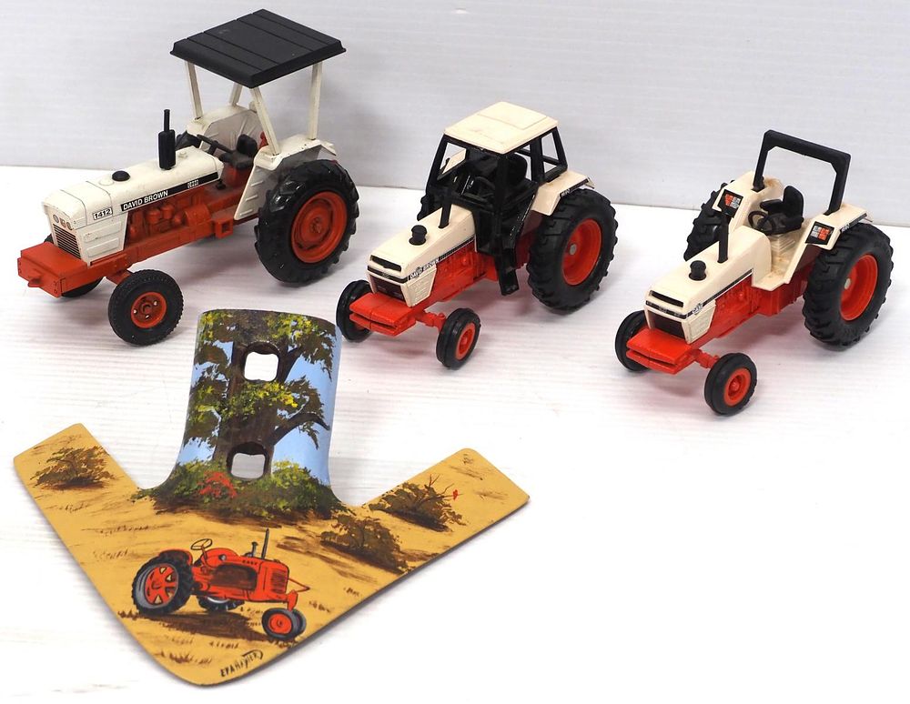 Lot 382: (3) Tractors and painted cultivator shovel