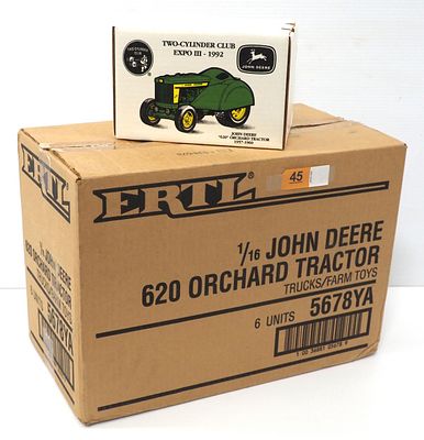 Case of (6) Ertl John Deere Orchard tractors. Case of (6) Ertl 1/16 scale John Deere Orchard 
