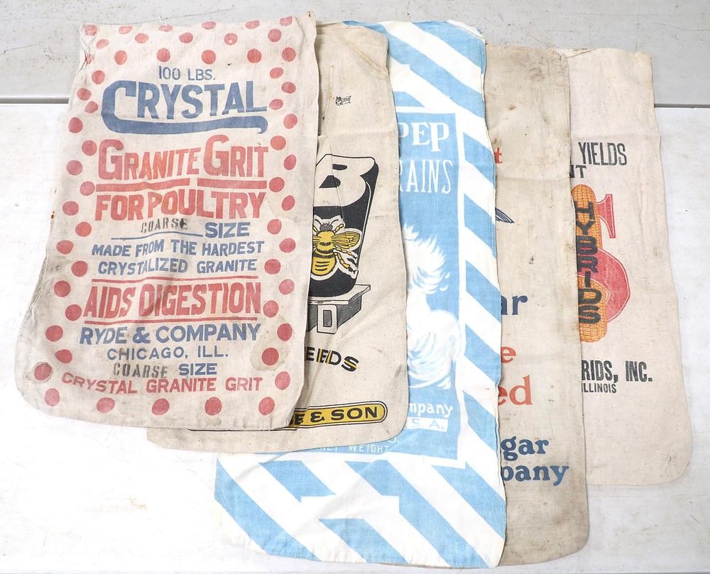 Lot 675: (5) Cloth bags with colorful graphics
