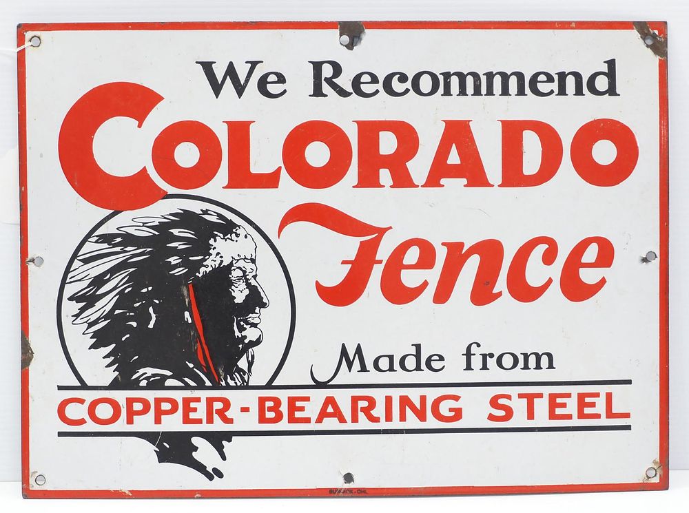 Lot 678: Colorado Fence sign with Indian graphic