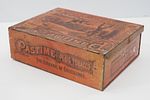 Pastime Plug Tobacco tin box with hunting scenes, 12.5"x9.5"x4"H - Good, some paint loss Image - 2