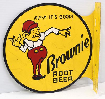 Brownie Root Beer sign. 12"dia. DST flanged Brownie Root Beer sign, marked Scioto B-09-62 - 