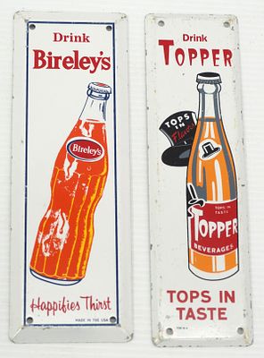 (2) Drink related SST door pushes: 3"x10" Topper / 3.5"x10" Bireley's