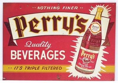 Perry's Quality Beverages sign. 19.5"x14" SST Perry's Quality Beverages sign - Good Condition Good