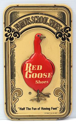 Red Goose Shoes countertop stand-up sign. 8.5"x14" plastic Red Goose Shoes countertop stand-up 