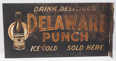 Drink Delicious Delaware Punch sign. 18"x9" DST flanged Drink Delicious Delaware Punch sign - 