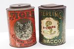 (2) Large tobacco tins, 8"dia x 11"H: Tiger / SterlingImage - 1