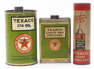 (3) Assorted Texaco product tins