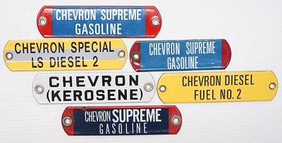 (6) 5-6" SSP Chevron fuel pump tags