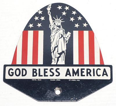 1949 God Bless America license plate topper. 6" SST 1949 God Bless America license plate topper
