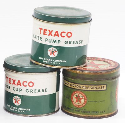 (3) Texaco grease tins with grease
