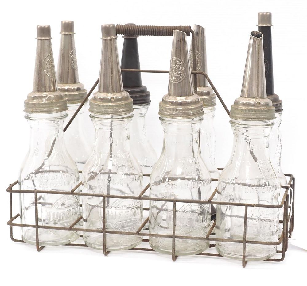 Lot 236: (8) 1-quart glass oiler bottles